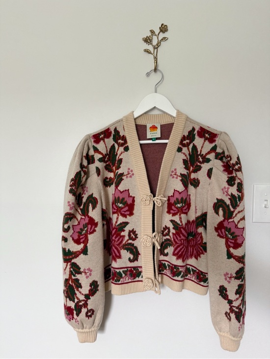 FARM Rio Sweaters - FARM RIO Floral Knit Cardigan